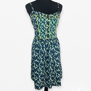 LC Lauren Conrad Navy and Green Floral A-line Strap Mini Dress 14